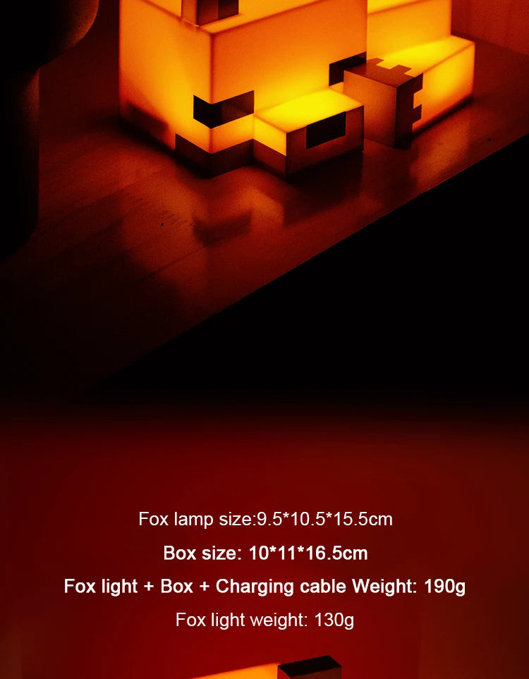 MC Game Cute Fox Night Light Soft Orange Glow