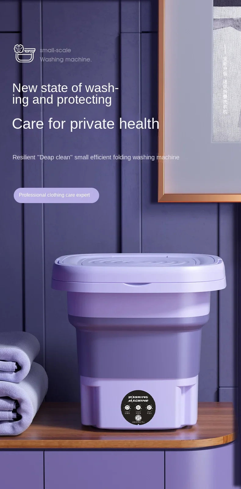 Portable Small Foldable Washing Machine with Spin Dryer For Socks Underwear Panties Washer