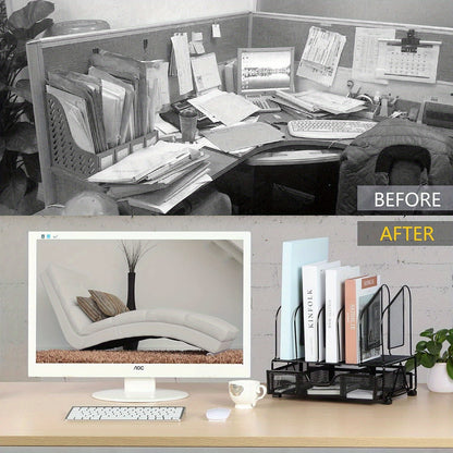 Enhanced Mesh Metal Desk Organizer With Drawer, Versatile File Organizer.