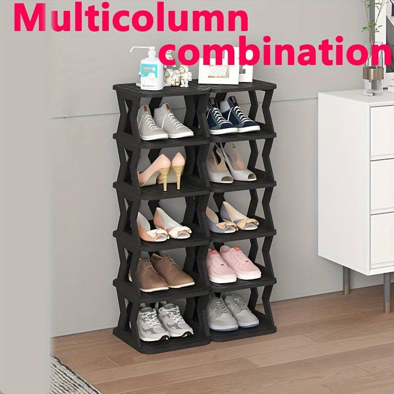 Double Row Shoe Rack, Space Saving Foldable Shoe Rack for And Dormitory