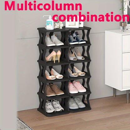 Double Row Shoe Rack, Space Saving Foldable Shoe Rack for And Dormitory