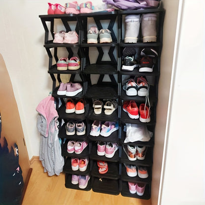 Double Row Shoe Rack, Space Saving Foldable Shoe Rack for And Dormitory