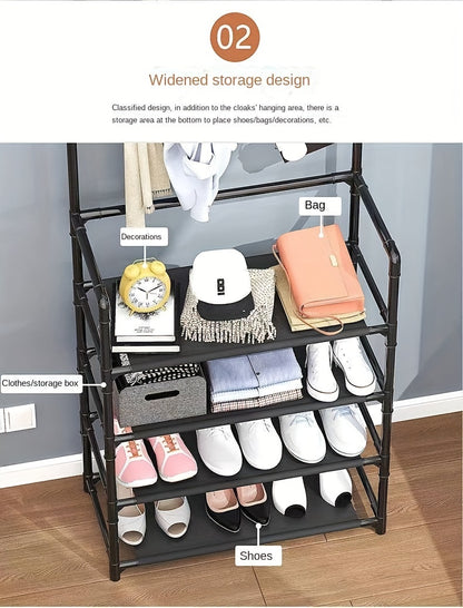 Multipurpose Coat Hanger And Shoe Shelf