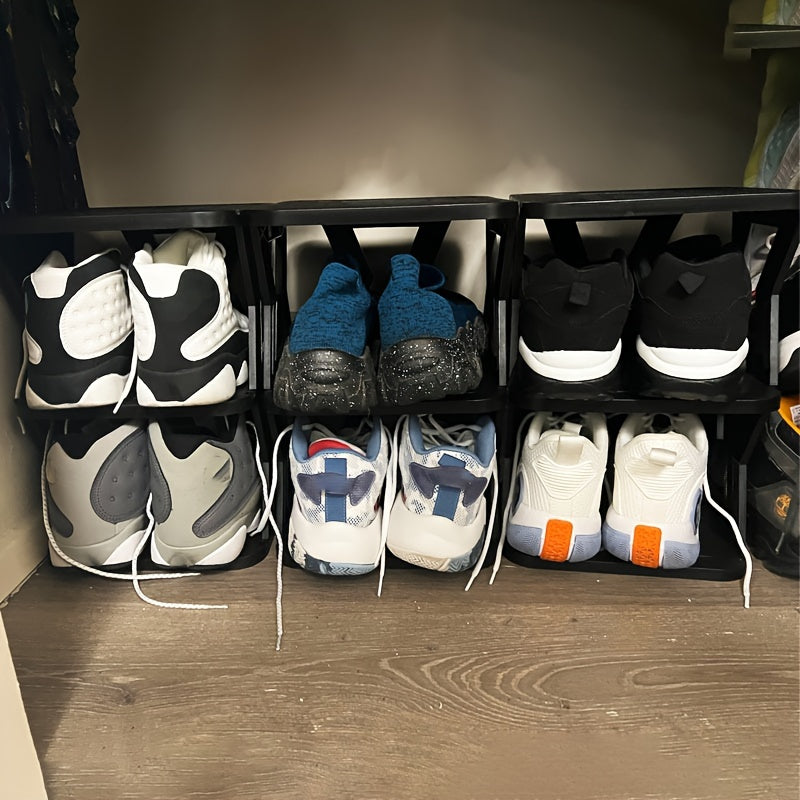 Double Row Shoe Rack, Space Saving Foldable Shoe Rack for And Dormitory
