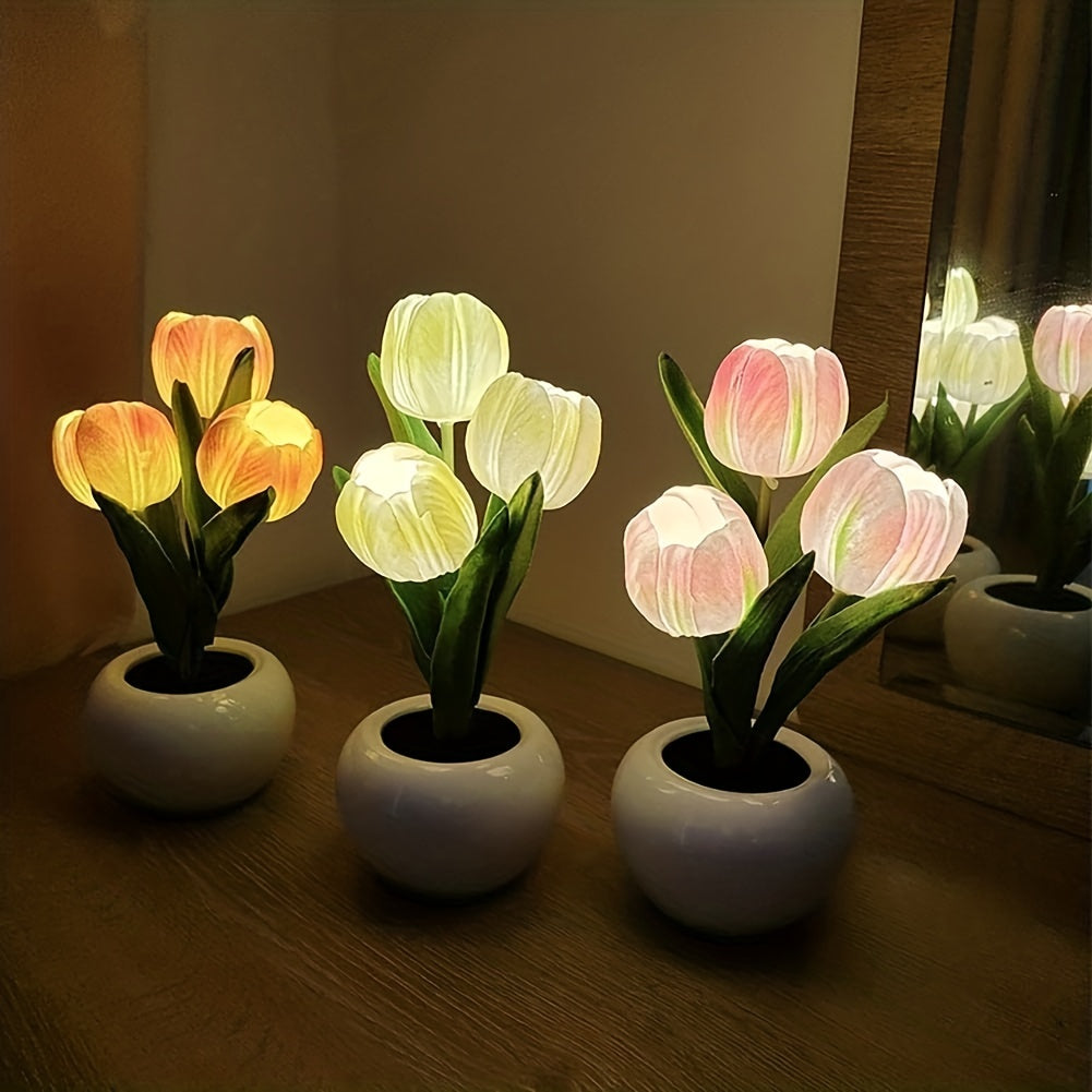 [LED Tulip Night Light] 1pc LED Simulation Tulip Night Light