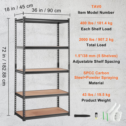 5 Layers Standing Storage Shelving Unit Heavy Duty Organizer