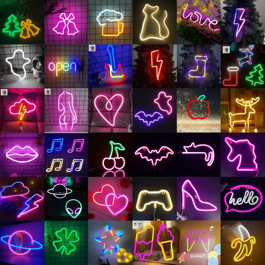 Neon LED Wall Light – USB / Battery Powered