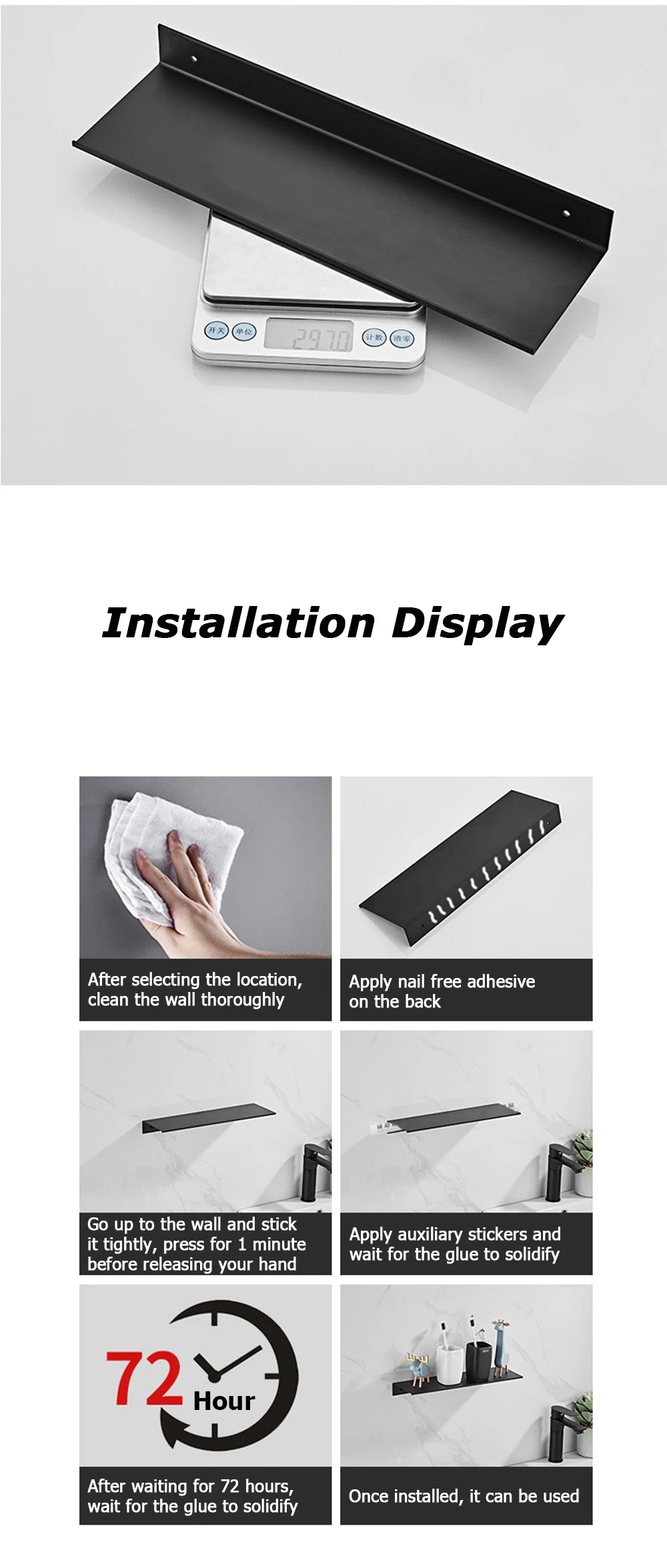 Bathroom Shelf Aluminum Floating Shelves for Wall Mounted Shower