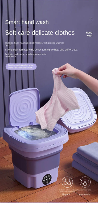 Portable Small Foldable Washing Machine with Spin Dryer For Socks Underwear Panties Washer