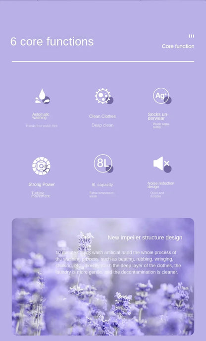 Portable Small Foldable Washing Machine with Spin Dryer For Socks Underwear Panties Washer