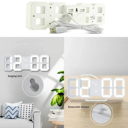 Clock 3D LED Digital Alarm Clock Wall Clock For Home/kitchen/office Clocks Decor Garden