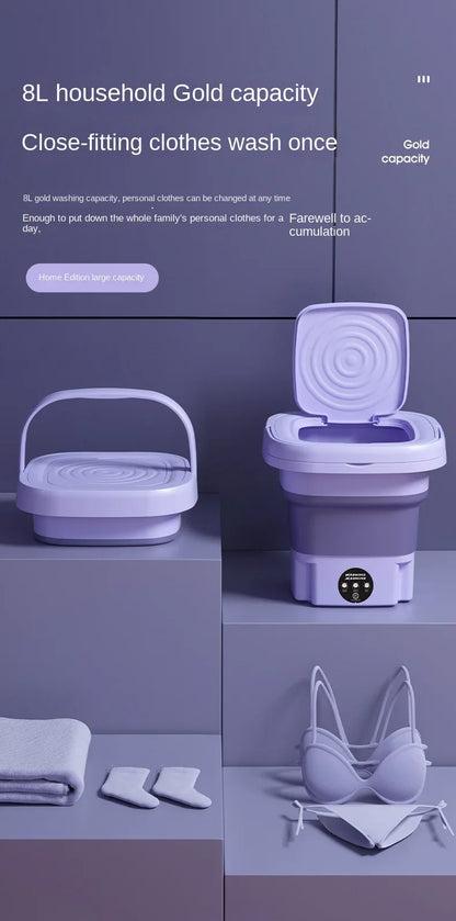 Portable Small Foldable Washing Machine with Spin Dryer For Socks Underwear Panties Washer