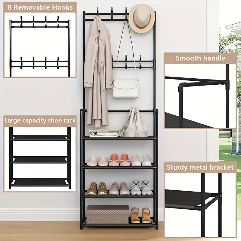 Multipurpose Coat Hanger And Shoe Shelf