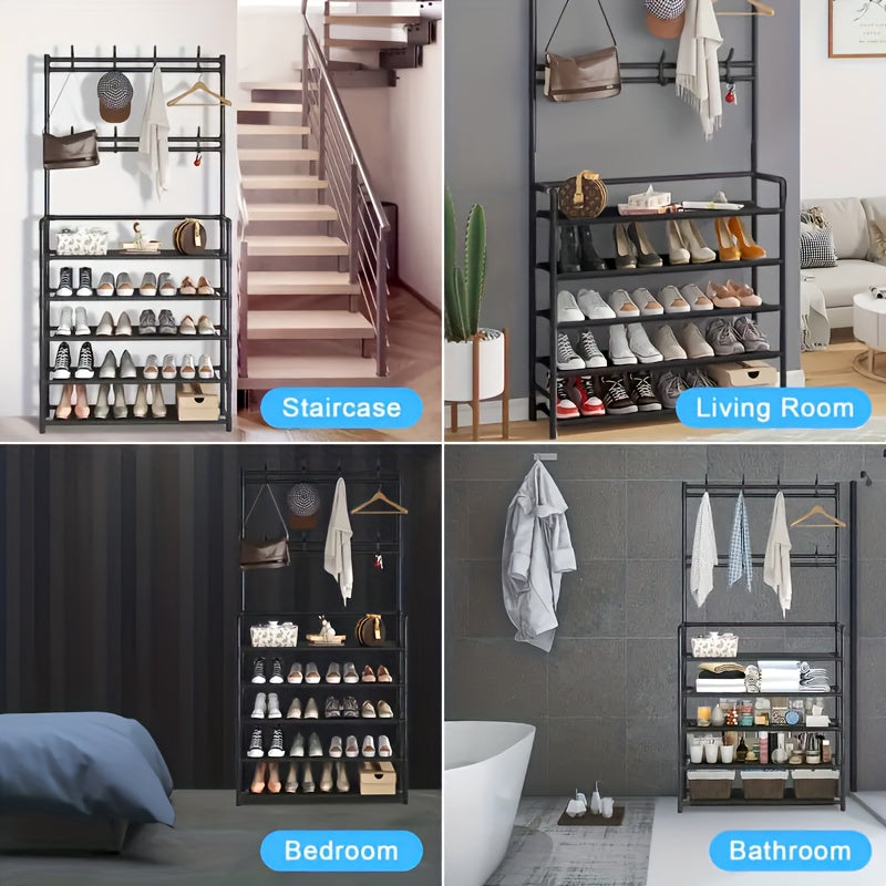 Multipurpose Coat Hanger And Shoe Shelf