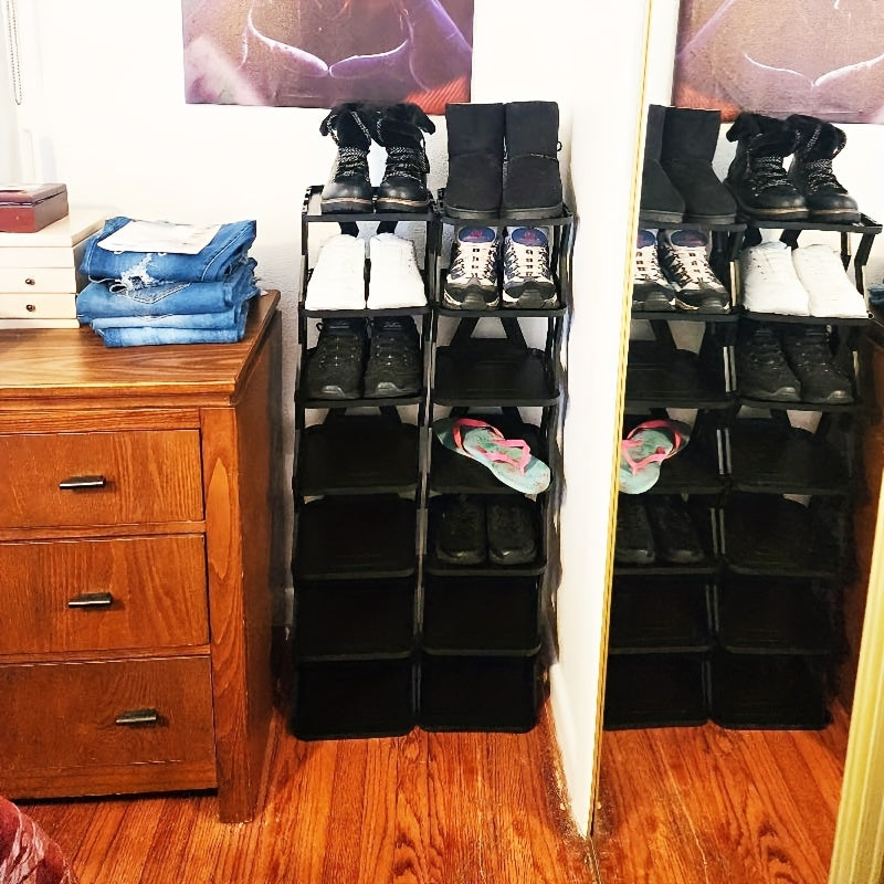 Double Row Shoe Rack, Space Saving Foldable Shoe Rack for And Dormitory