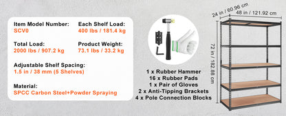 5 Layers Standing Storage Shelving Unit Heavy Duty Organizer