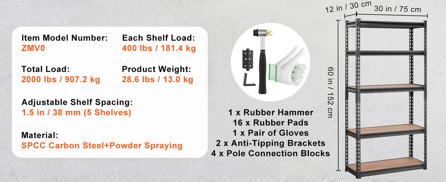 5 Layers Standing Storage Shelving Unit Heavy Duty Organizer