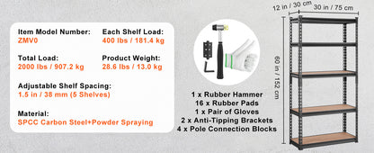 5 Layers Standing Storage Shelving Unit Heavy Duty Organizer