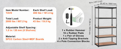 5 Layers Standing Storage Shelving Unit Heavy Duty Organizer